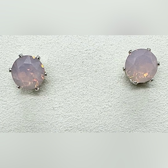 Rose Water Opal 8mm Crystal Stud Earrings Made with Swarovski Crystals - Picture 3 of 14